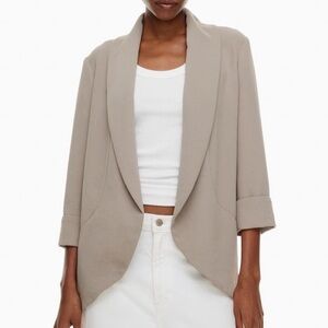 Aritzia Wilfred North Blazer Light Taupe Open-Front Shawl Collar Jacket - Size 4